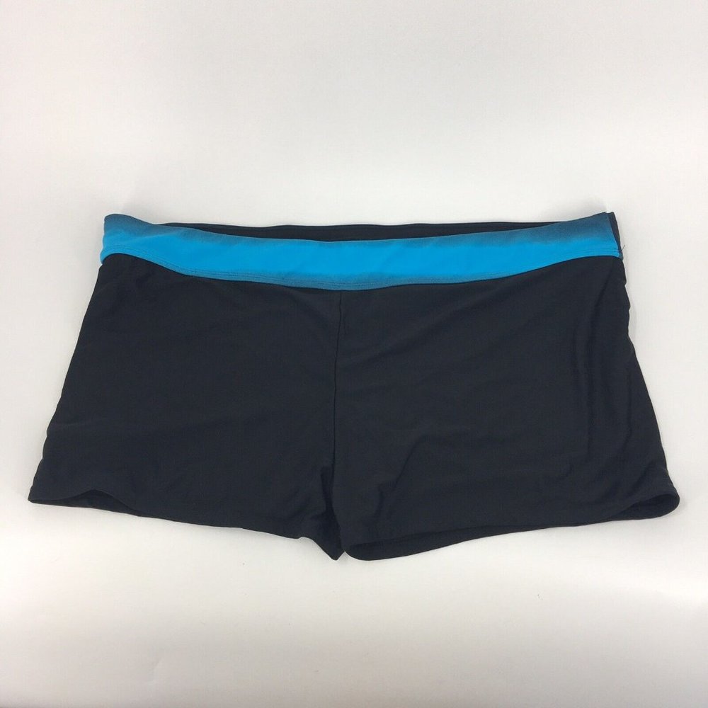 Women's plus Size 4XL Swim/Bathing Shorts Black with Blue Ombre Waist Band NWOT